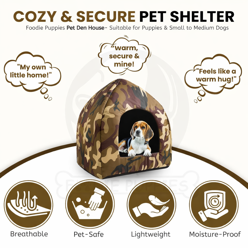 Camouflage Pet Den House – Premium Foldable Shelter for Dogs & Cats