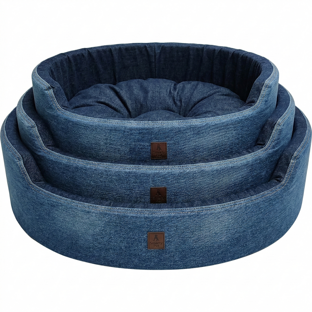 SmartyPet Foam Basket Denim Soft Round Pet Bed