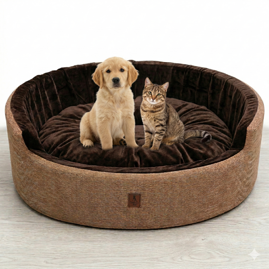 SmartyPet Foam Basket Denim Soft Round Pet Bed