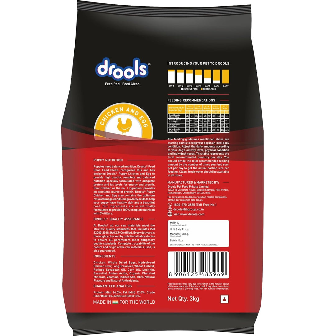 Drools Chicken and Egg Puppy Dog Food – 3Kg