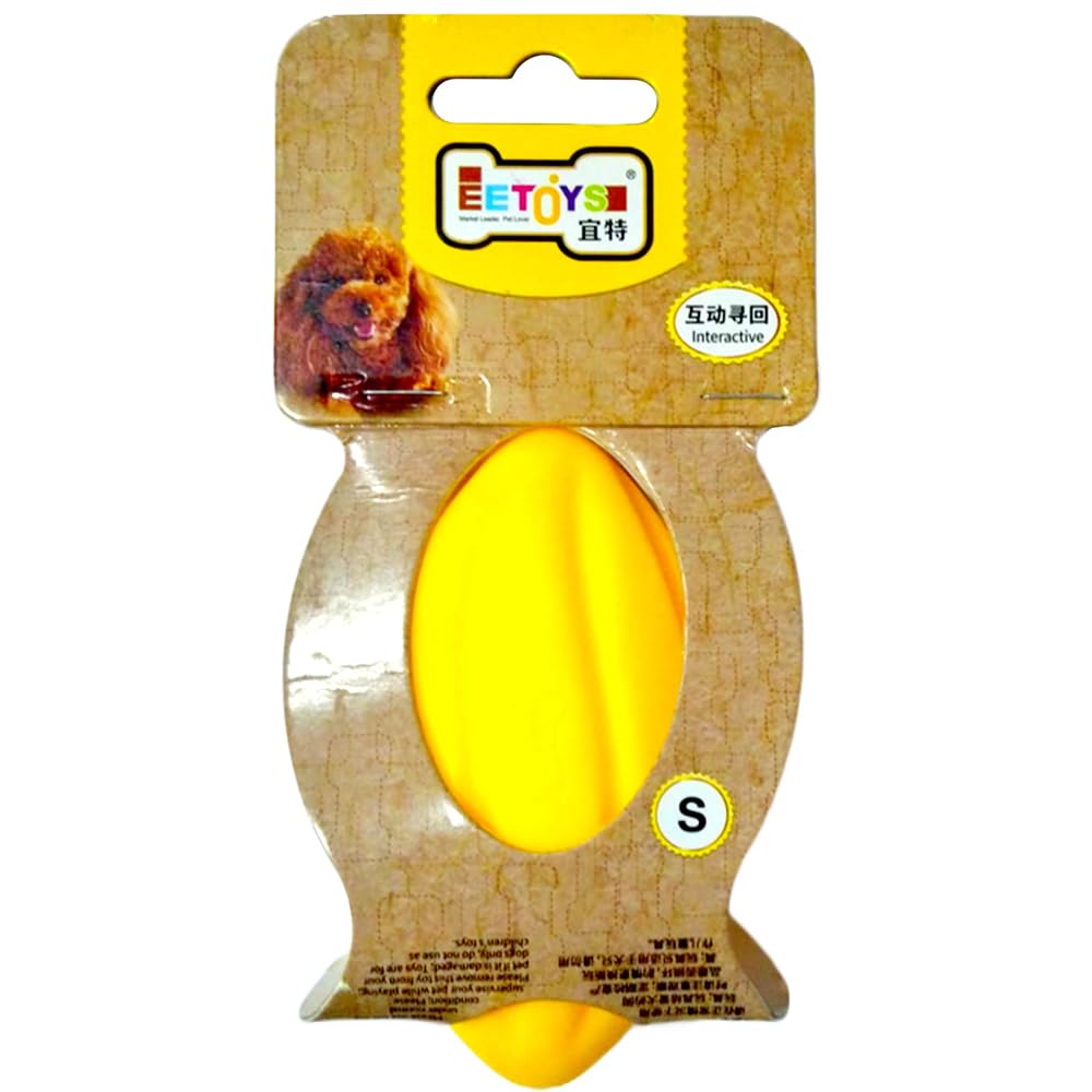 EE Toys Squeaky Rugby Ball Dog Toy – Bright Yellow