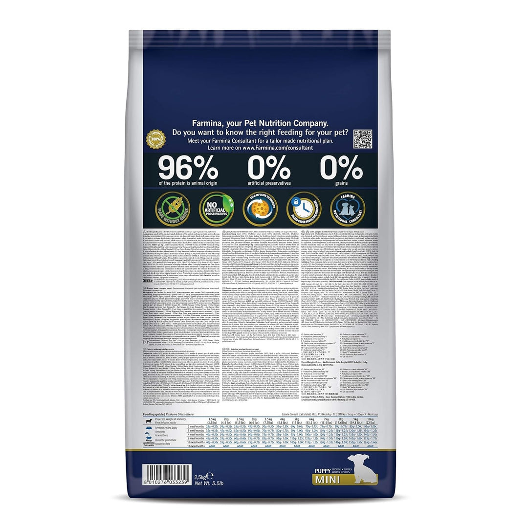 Farmina N&D Pumpkin Lamb & Blueberry Grain-Free Dry Puppy Food – Mini Breed - 2.5Kg
