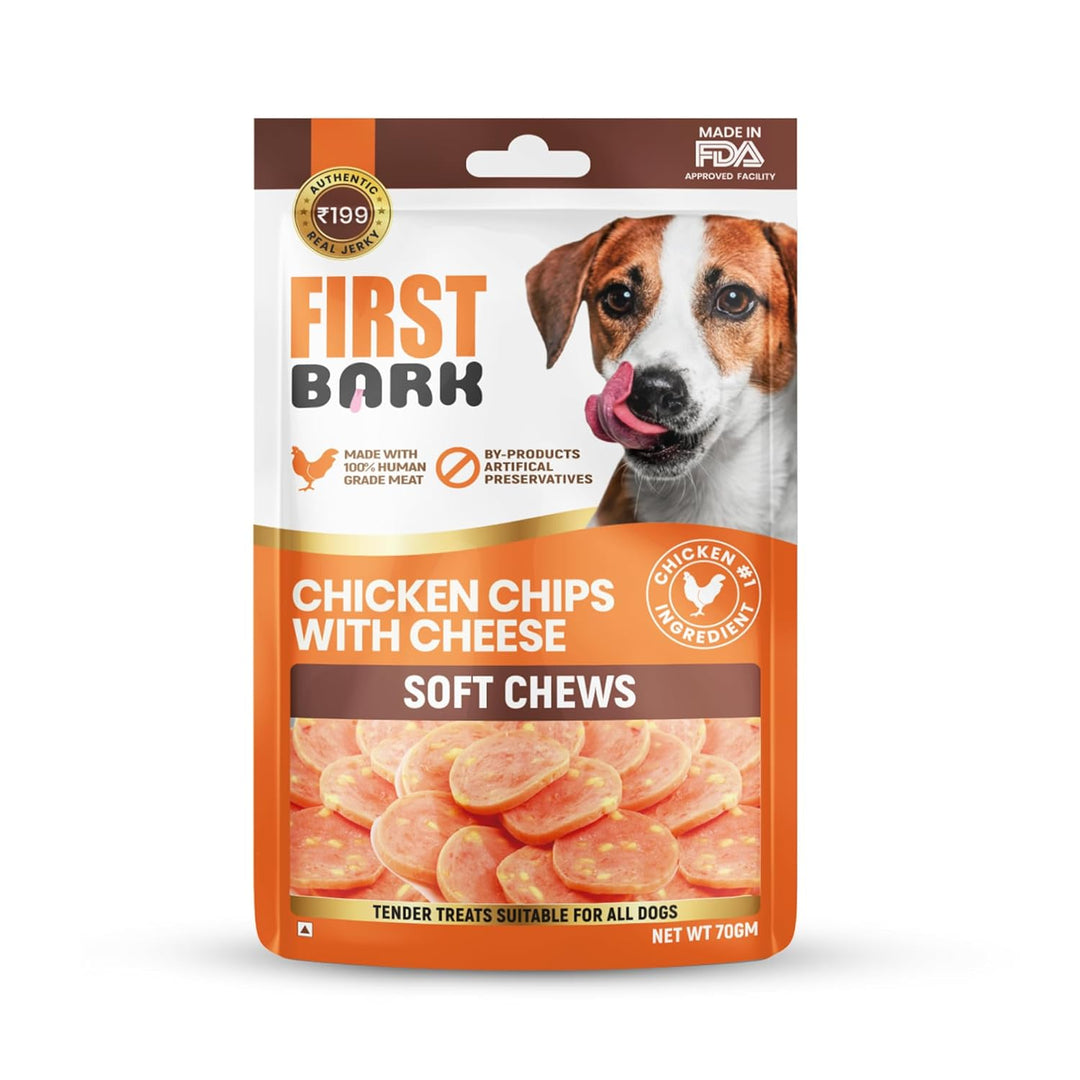 First Bark Chicken Chips with Cheese Soft Chews Dog Treats (70g)