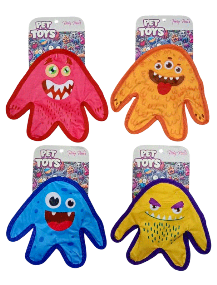 Holy Paws Monster Mash Crinkle & Squeak Flat Dog Toy