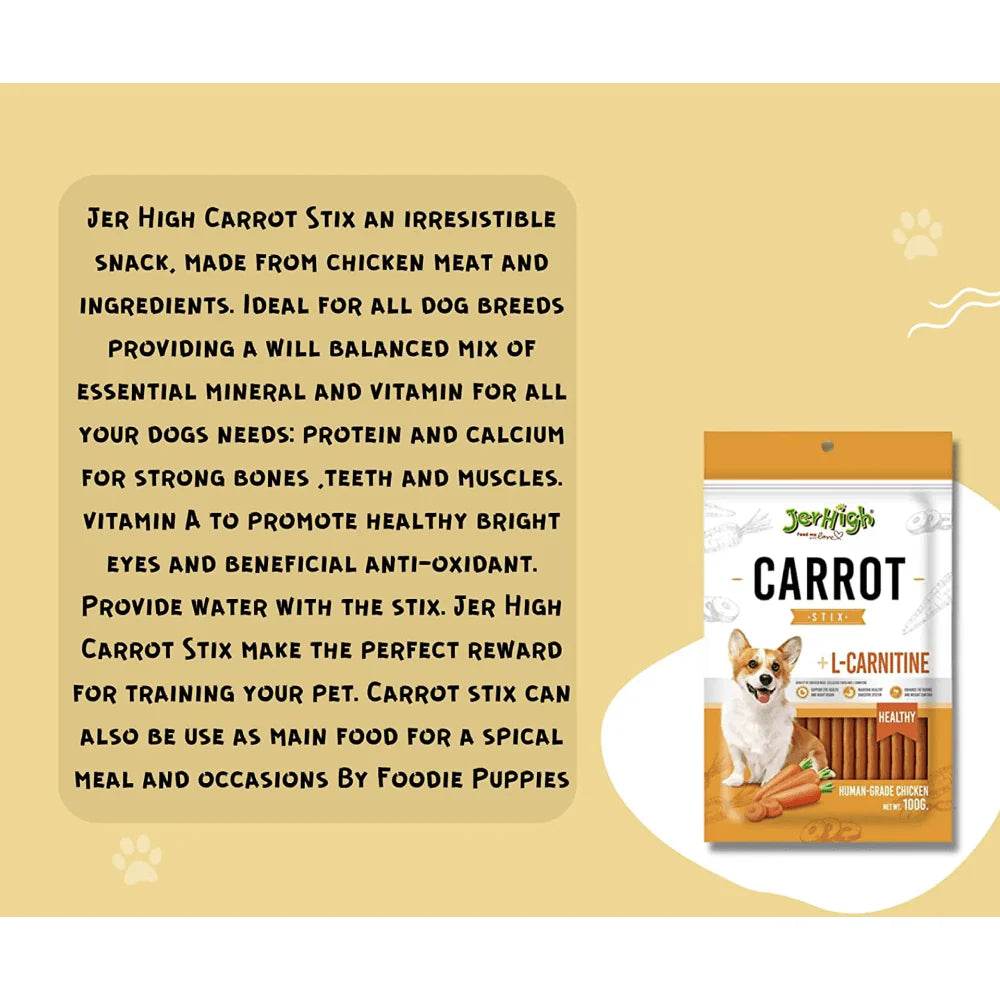 JerHigh Carrot Dog Treats – Real Chicken & Carrot Sticks | Healthy, Tasty & Nutritious Snacks for Dogs