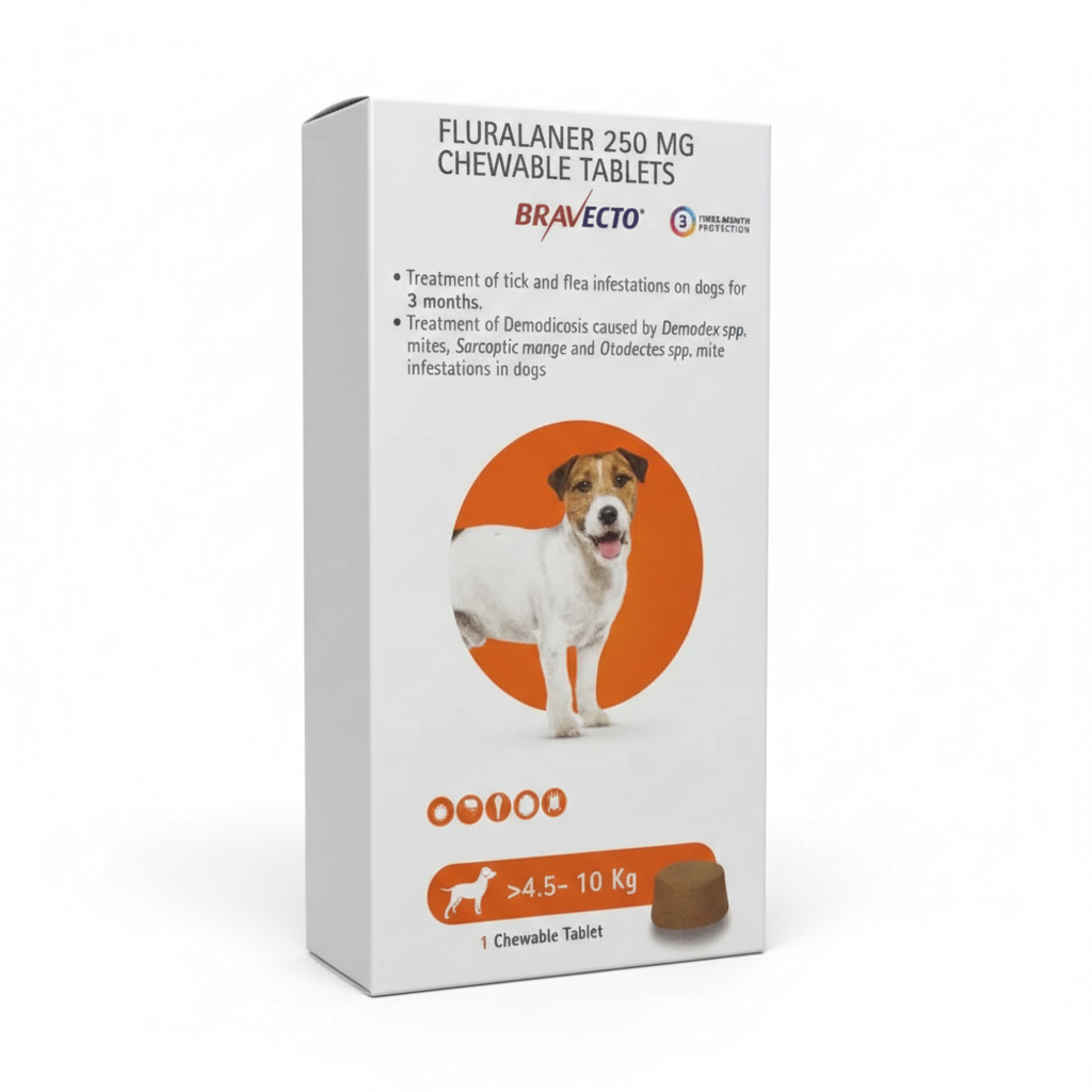 Bravecto 250 mg Chewable Tablet for Small Dogs (4.5–10 kg)
