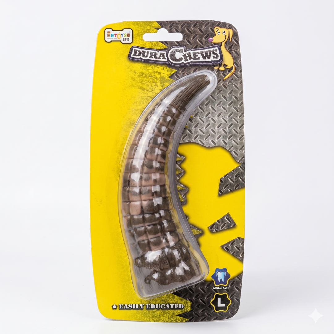 EE TOYS DuraChews PU Rhino Horn Dog Toy – Durable Dental Chew