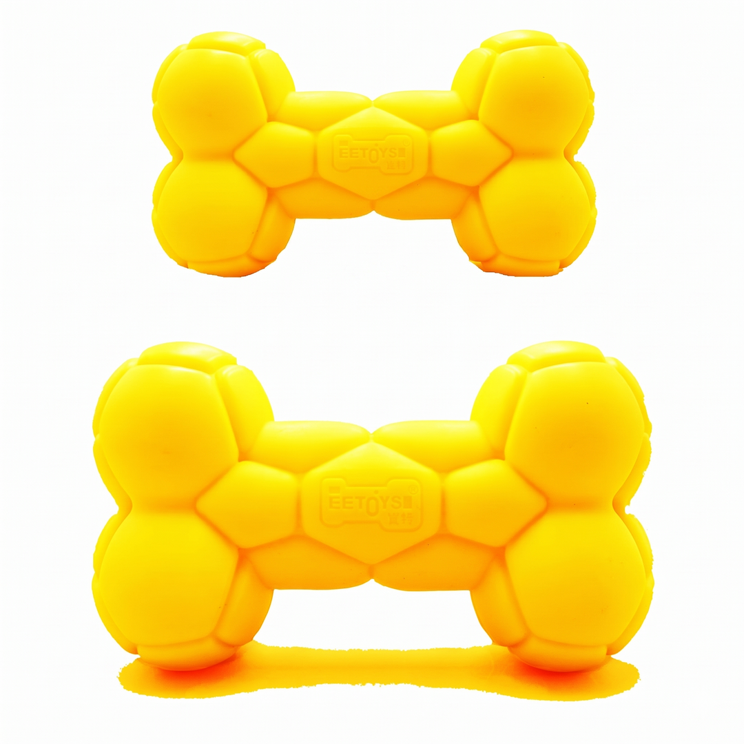 EE Toys Durable Yellow Rubber Bone Dog Toy