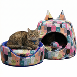 Load image into Gallery viewer, SmartyPet Printed Cat House &amp; Bed Set (Color &amp; Print May Vary)