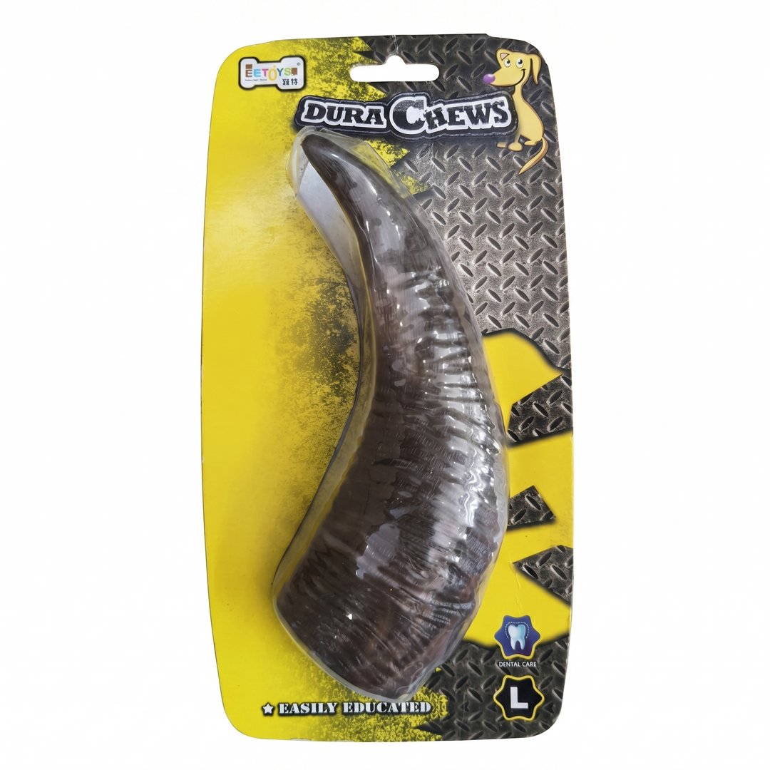EE Toys Dura Chews: Ultra-Durable PU Cow Horn Dog Toy