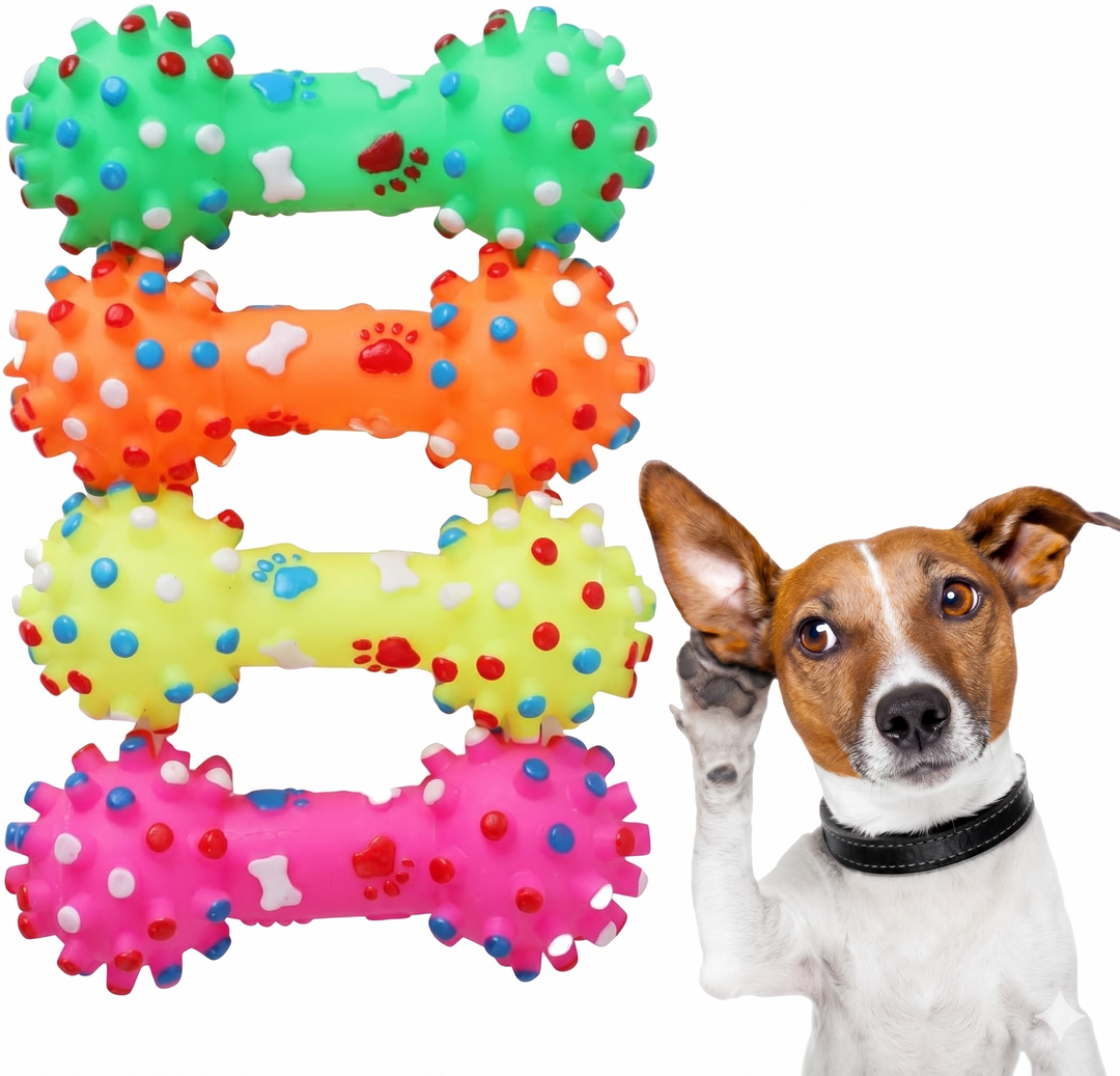 Spiked Squeaky Dumbbell Dog Toy