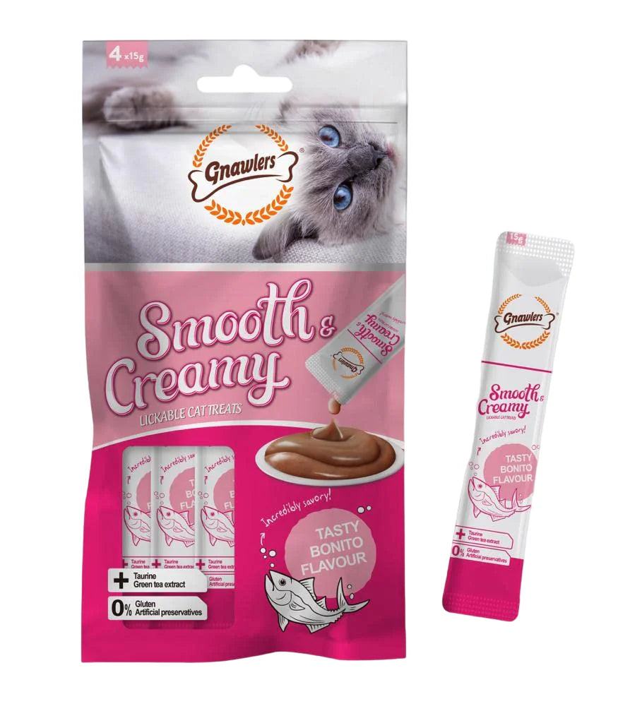 Gnawlers Creamy Cat Treats - Bonito Flavor (4 x 15g)