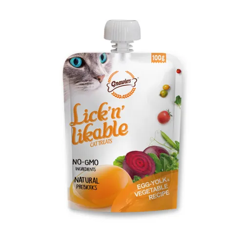 Gnawlers Lick 'n' Likable Cat Treat - Egg Yolk & Vegetable Recipe (100g)