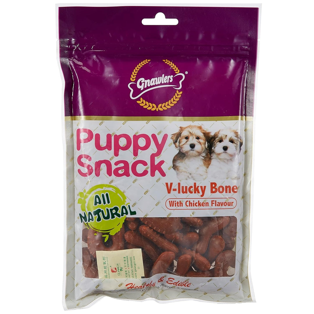 Gnawlers Puppy Snack V-Lucky Chicken Bone Dog Treat (270g)