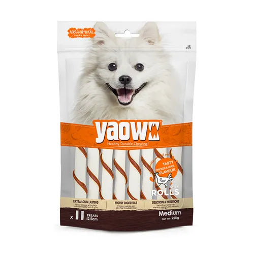 Gnawlers Yaowo Stick Rolls  Dog Treats – Tasty Chicken & Liver Flavor