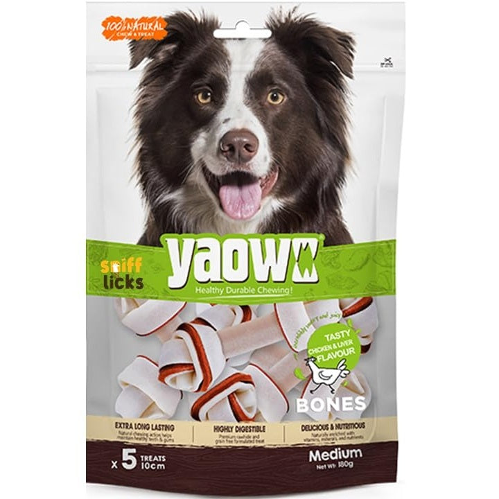 Gnawlers Yaowo Knotted Bones Dog Treat – Chicken & Liver Flavor