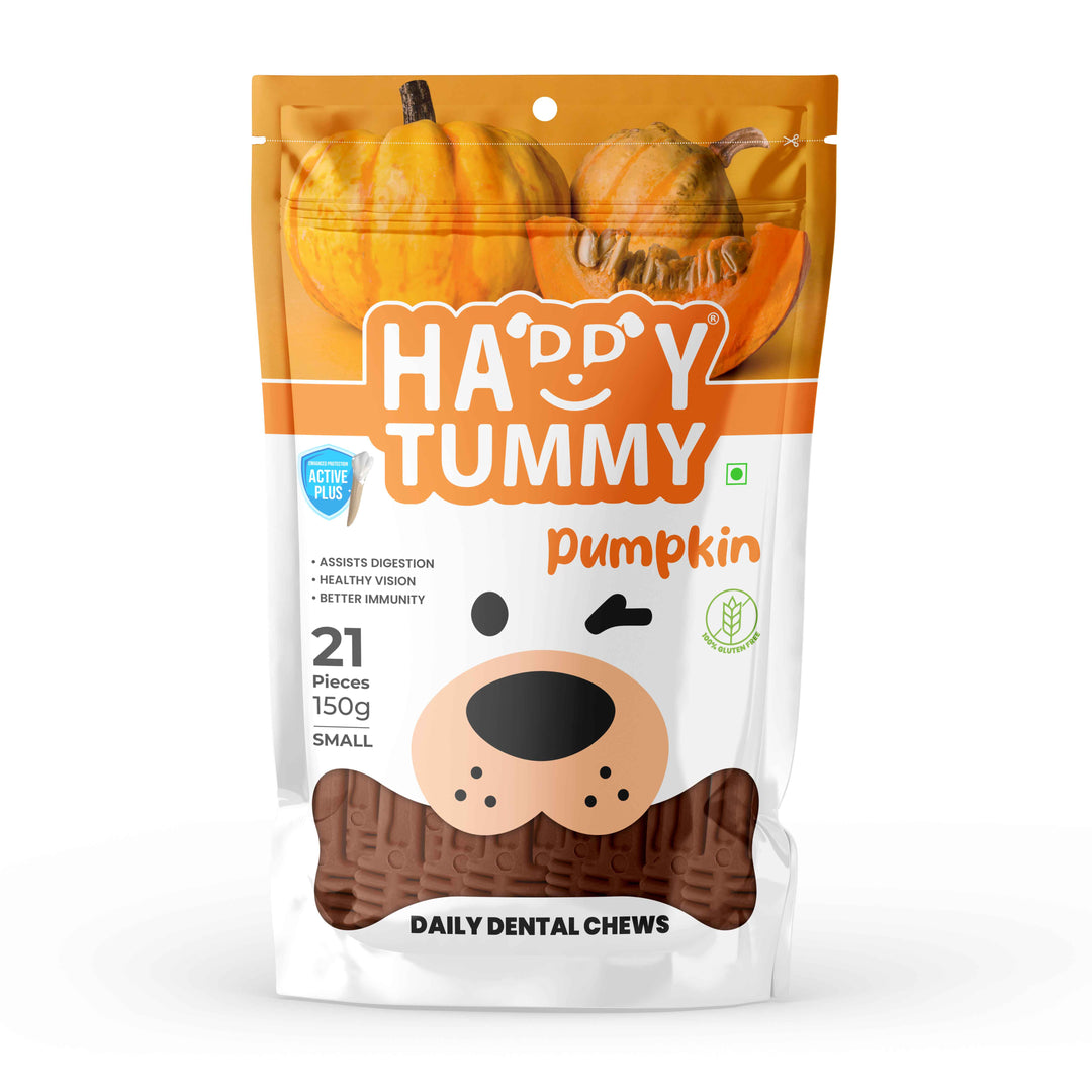 Happy Tummy Pumpkin Dental Chews for Dogs - Small Breed (21 Pieces, 150gm)