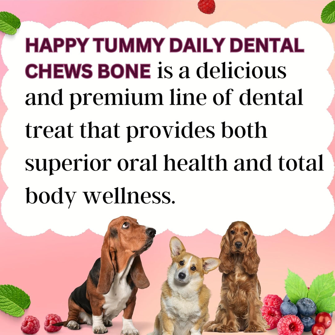 Happy Tummy Berries Daily Dental Chews – Large (7-in-1)