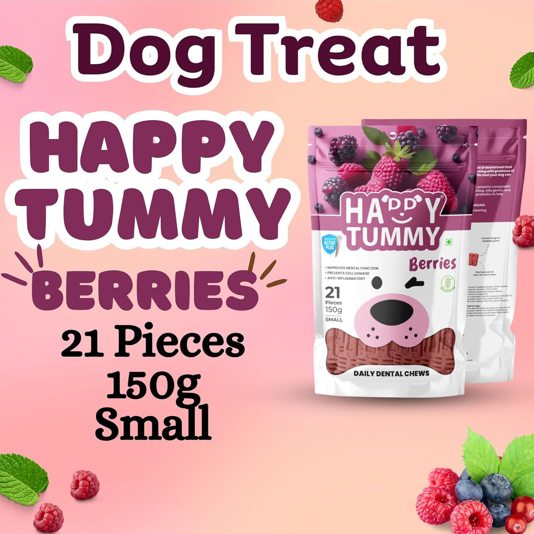 Happy Tummy Berries Daily Dental Chews – Small (21 Pieces)