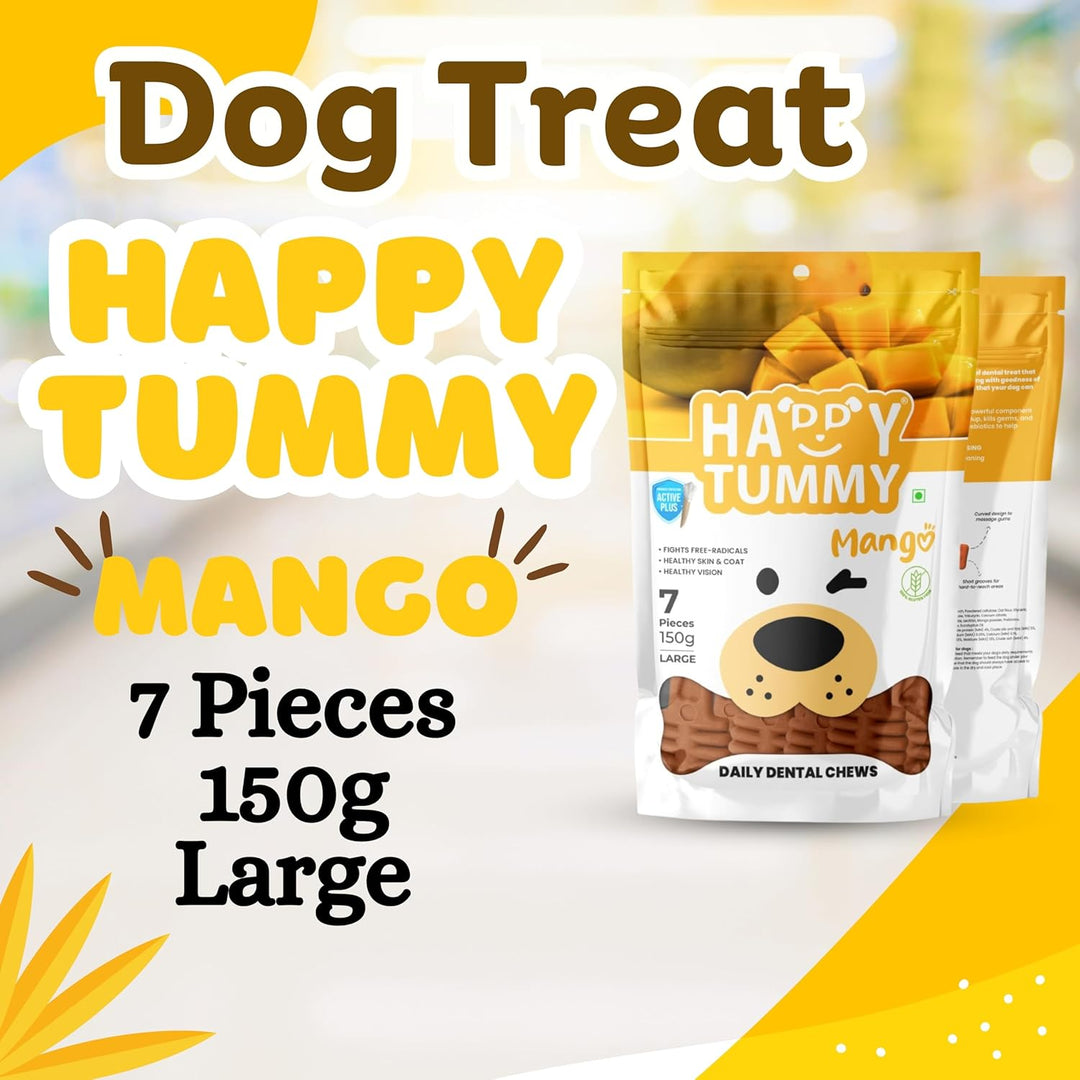 Happy Tummy Mango Dental Chews – Large (7 Pieces, 150g)