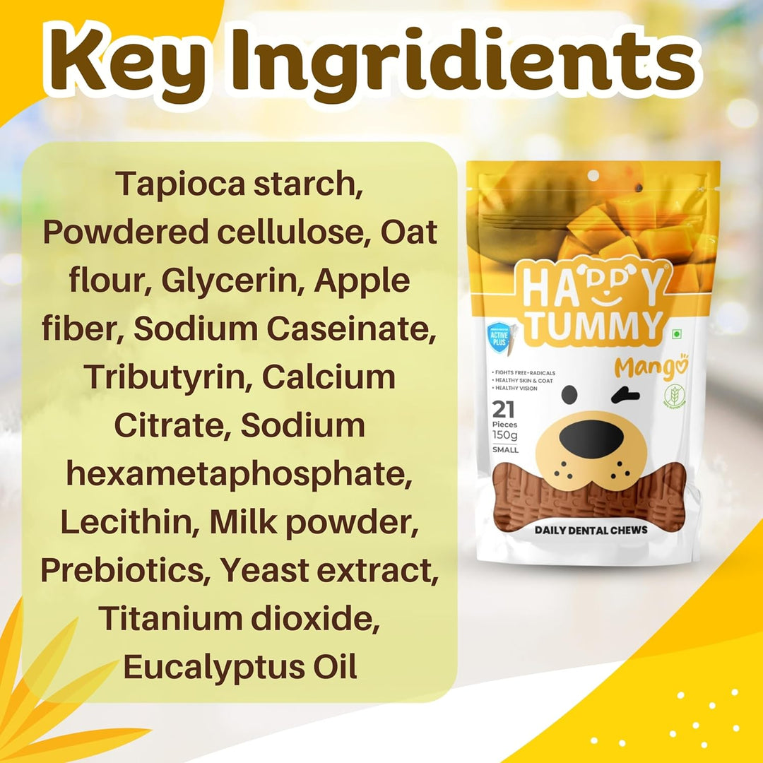 Happy Tummy Mango Dental Chews – Small (21, Pieces)