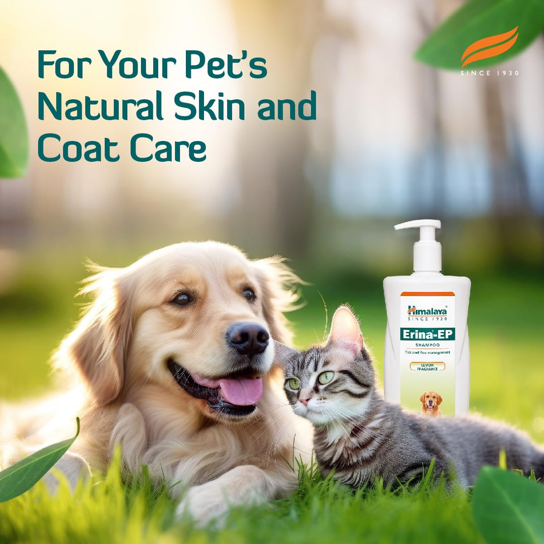 Himalaya Erina-EP Tick and Flea Shampoo for Dogs & Cats - Lemon Fragrance