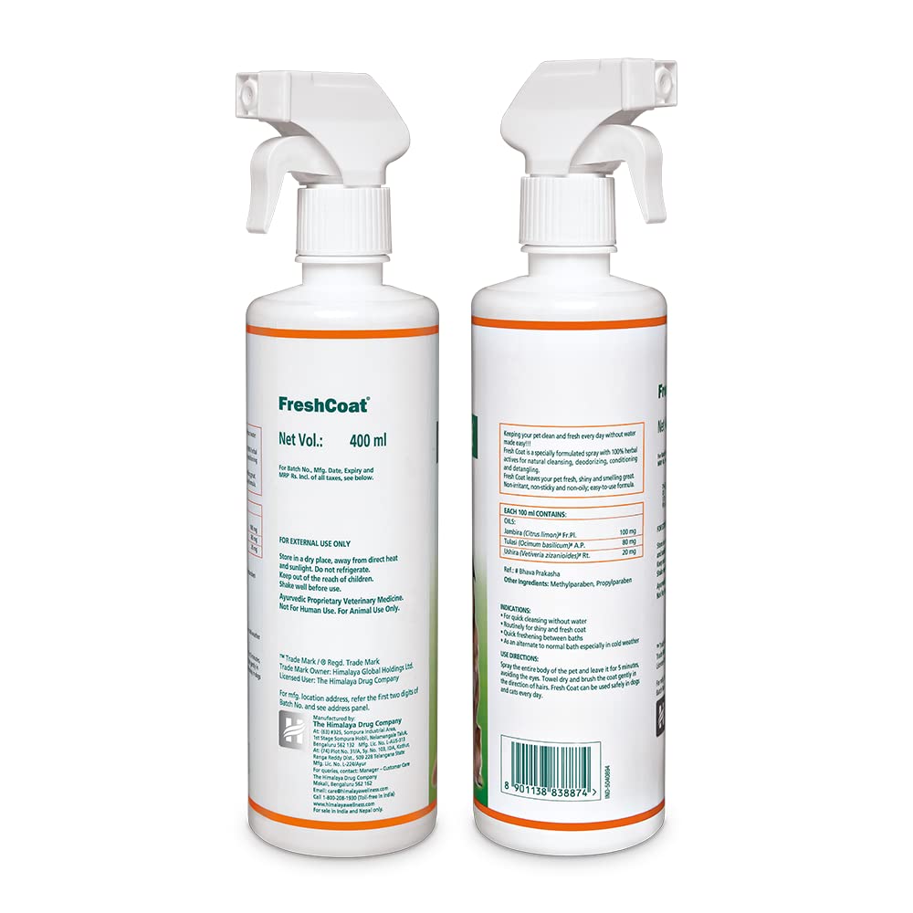 Himalaya FreshCoat No-Rinse Spray Waterless Shampoo for Dogs & Cats - (400ml)
