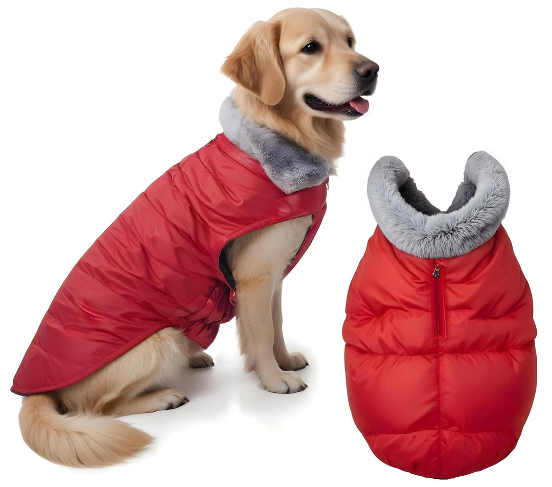 SmartyPet Nano Water-Repellent Dog Winter Jacket with Fur Collar