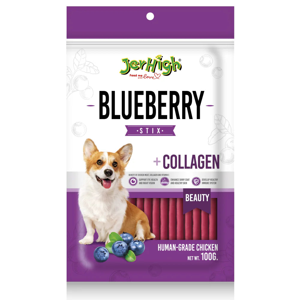 JerHigh Blueberry Stick Dog Treat – Real Chicken Meat | Healthy & Tasty Snack for Dogs
