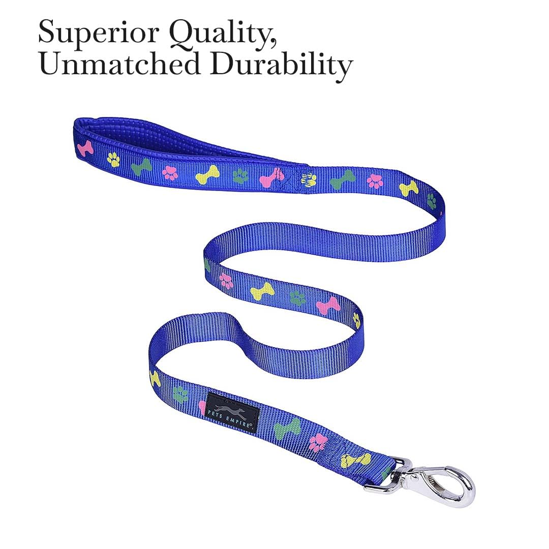 Leash & Collar-Nylon Print Padded for Dogs (Color May Vary)