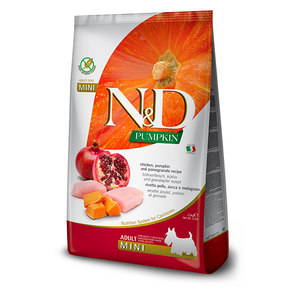 Farmina N&D Pumpkin Chicken & Pomegranate Grain Free Adult Mini Dog Dry Food - 2.5kg
