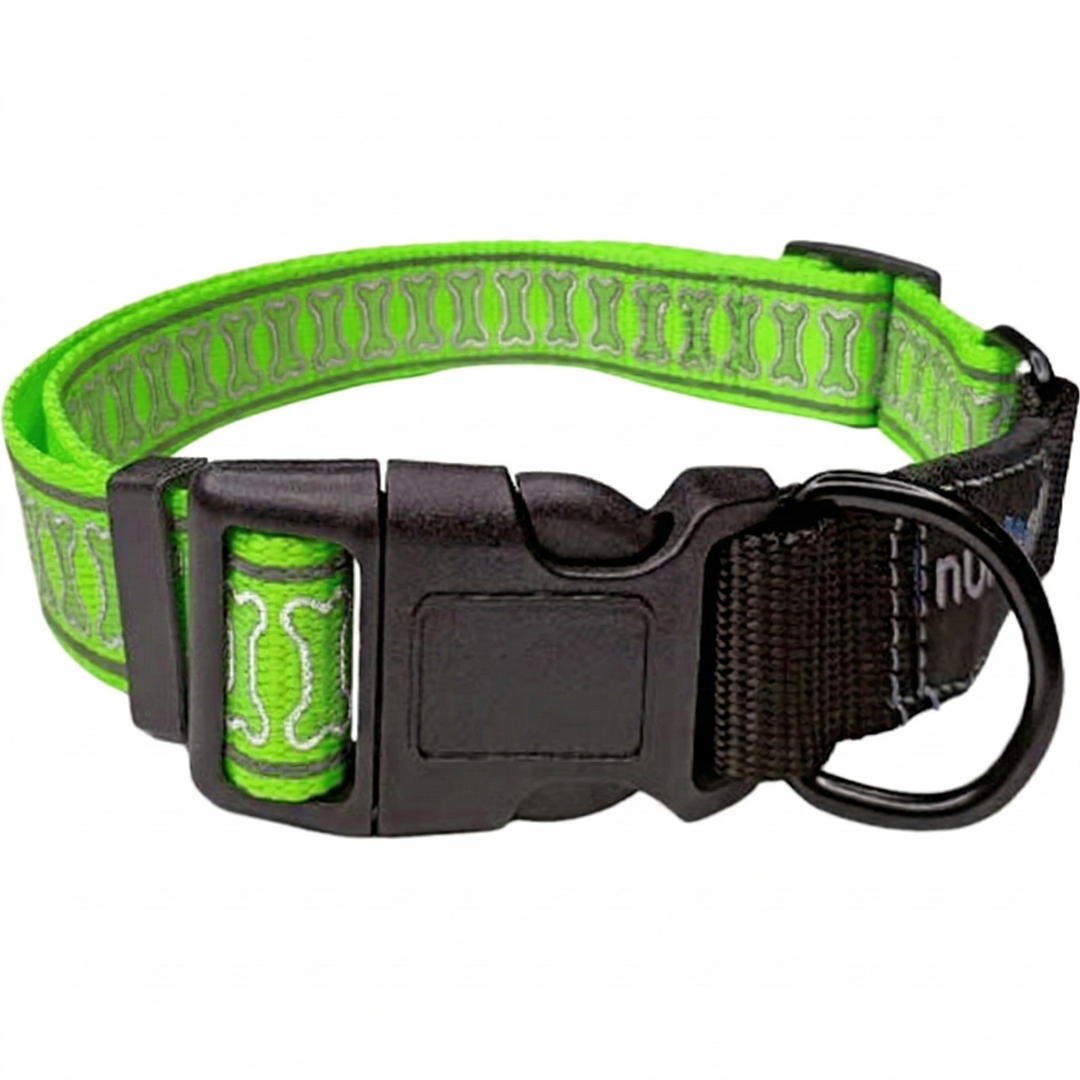 Nunbell Reflector Bone Print Dog Collar