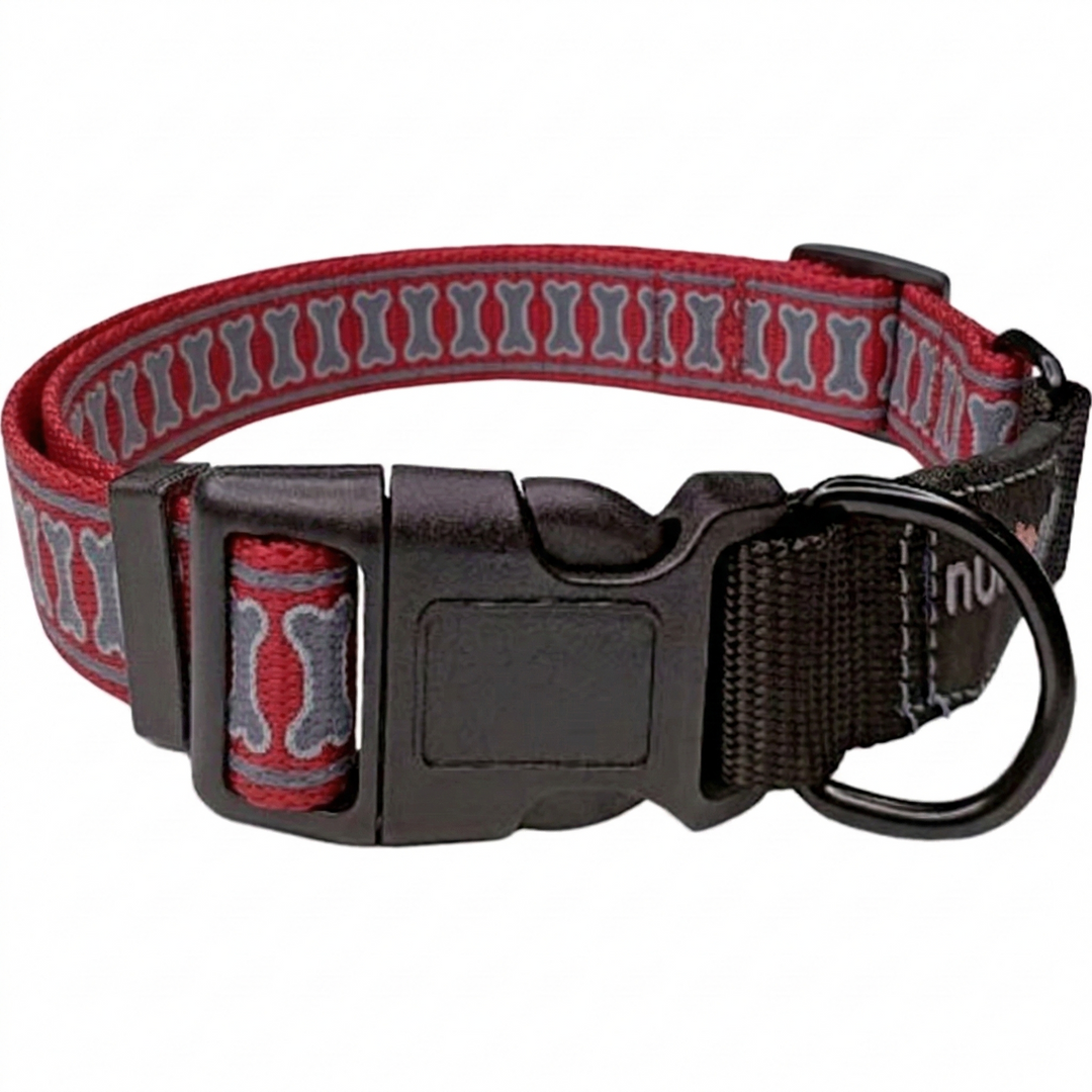 Nunbell Reflector Bone Print Dog Collar