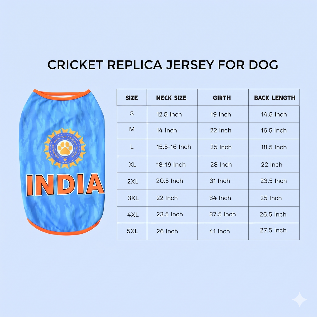 Indian Cricket Team Replica Dog Jersey | Breathable Summer Sando Vest