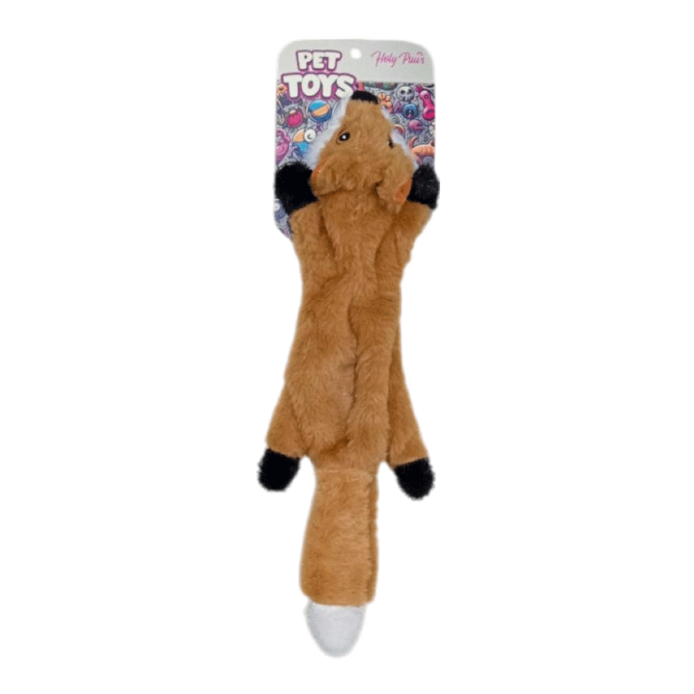 Holy Paws Squeaky Unstuffed Plush Squirrel Dog Toy
