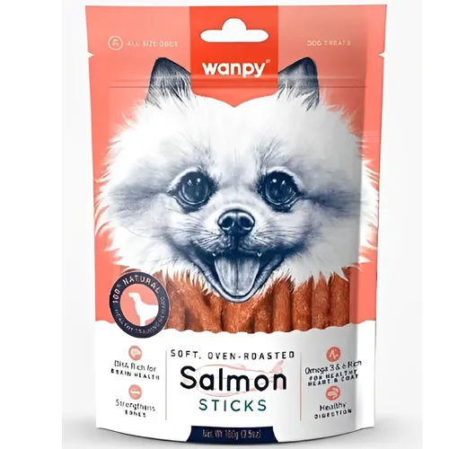 Wanpy Soft Oven-Roasted Salmon Sticks Dog Treats (100g)