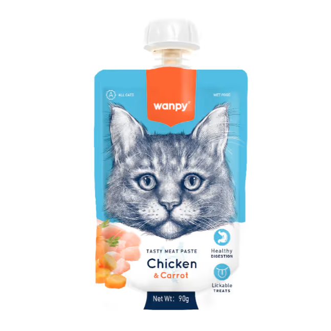 Wanpy Tasty Meat Paste Cat Treat – Chicken & Carrot (90g)