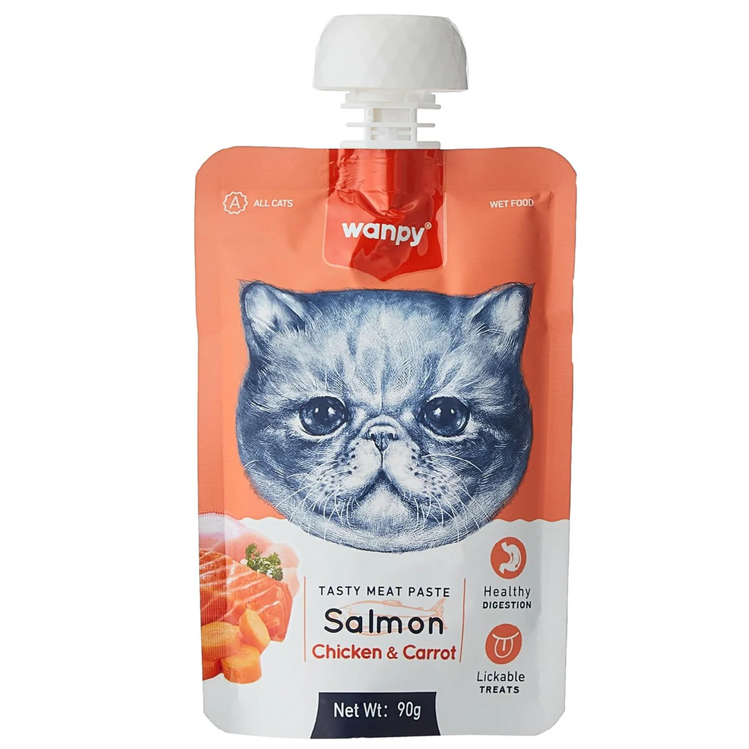 Wanpy Tasty Meat Paste for Cats - Salmon, Chicken & Carrot (90g)