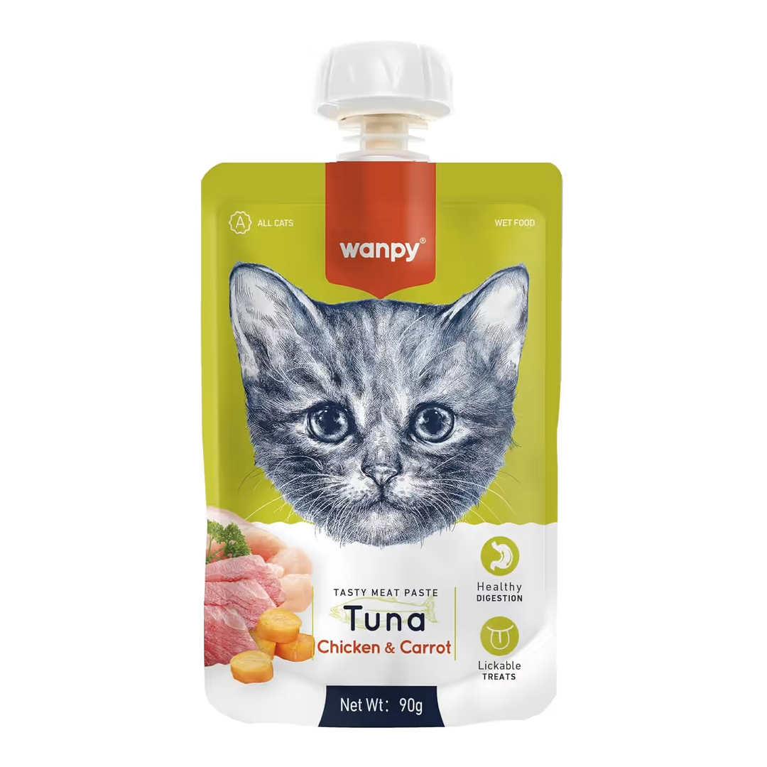 Wanpy Tasty Meat Paste for Cats - Tuna, Chicken & Carrot (90g)