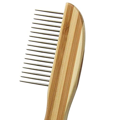Smarty Pet Bamboo Flat Handle Flea Comb for Dogs & Cats