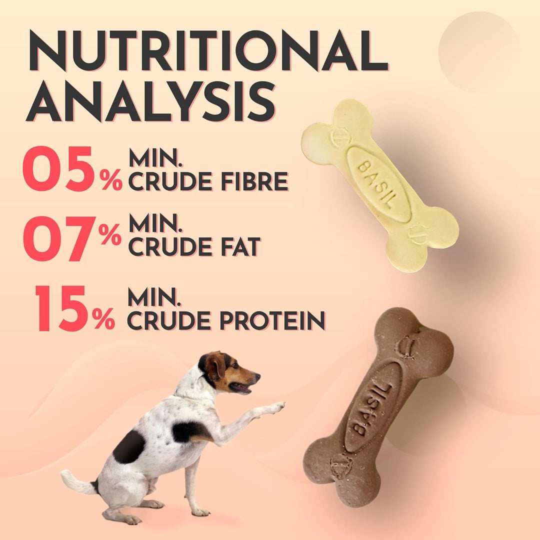 Basil Dog Biscuit Chicken, Egg & Milk – Healthy Crunchy Treats for Adult Dogs (900gm)