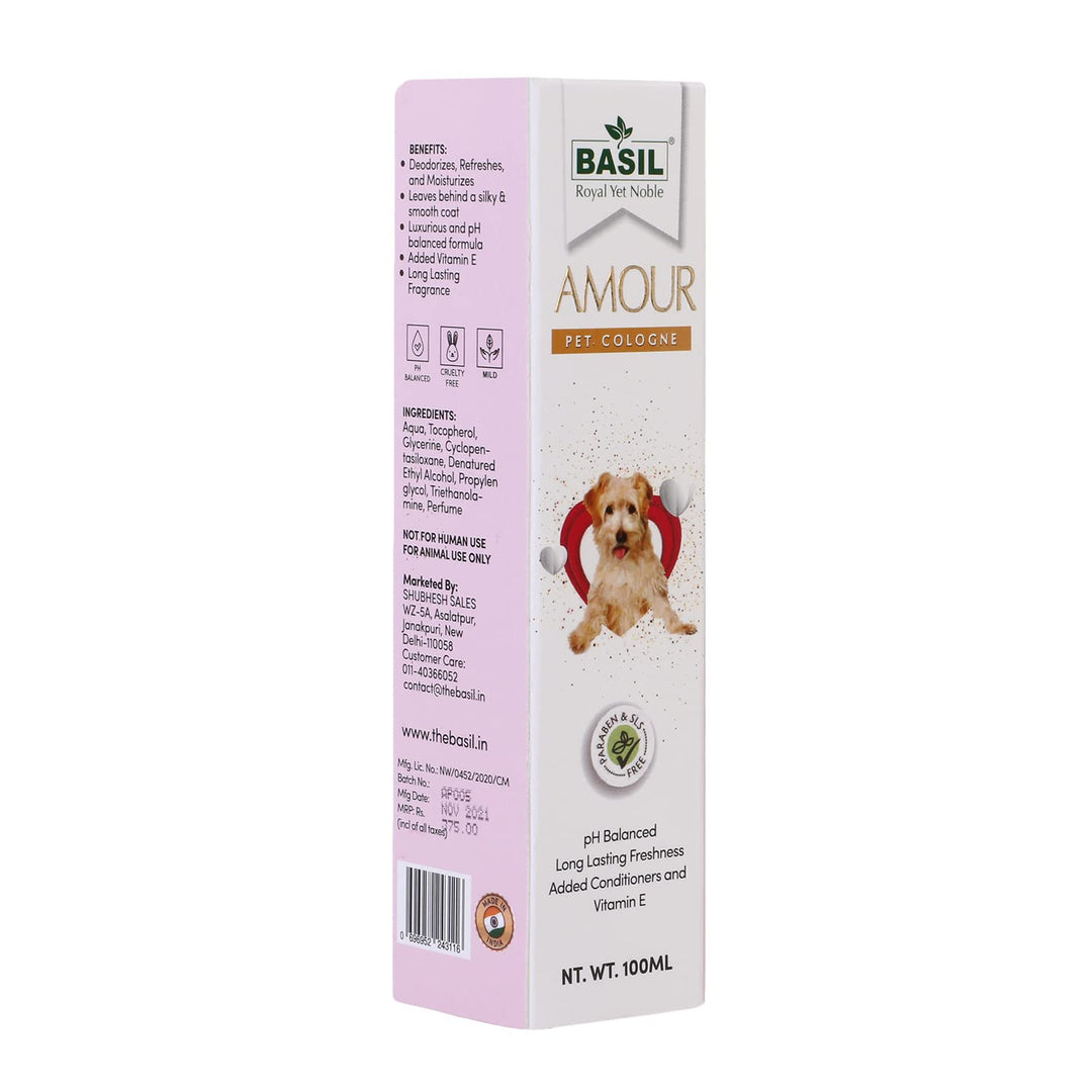 Basil Pet Colognes Amour 100ml – Long-Lasting Fragrance for Dogs & Cats