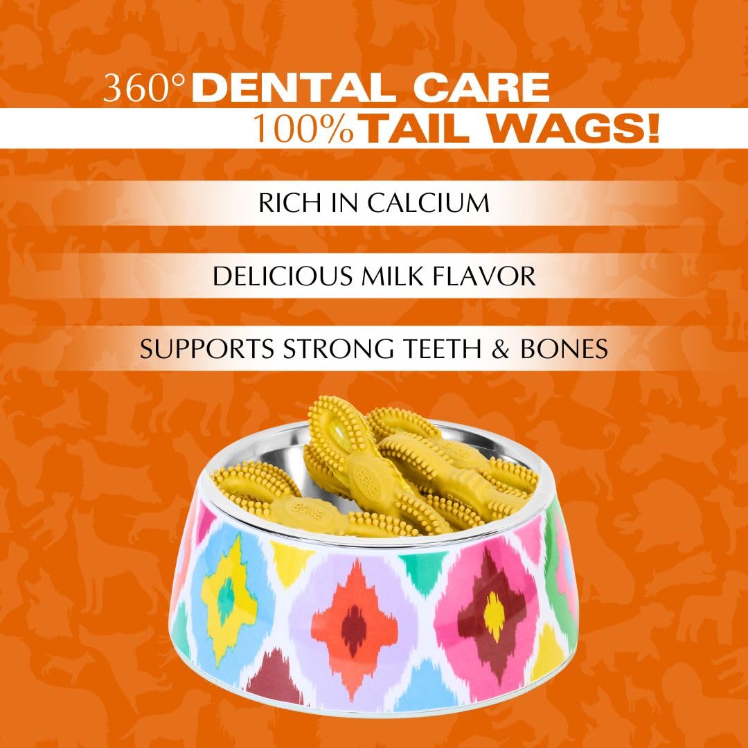Basil 360° Dental Chew Treat for Dogs – Calcium Milk Flavor, 90gm | Oral Care & Strong Teeth Support