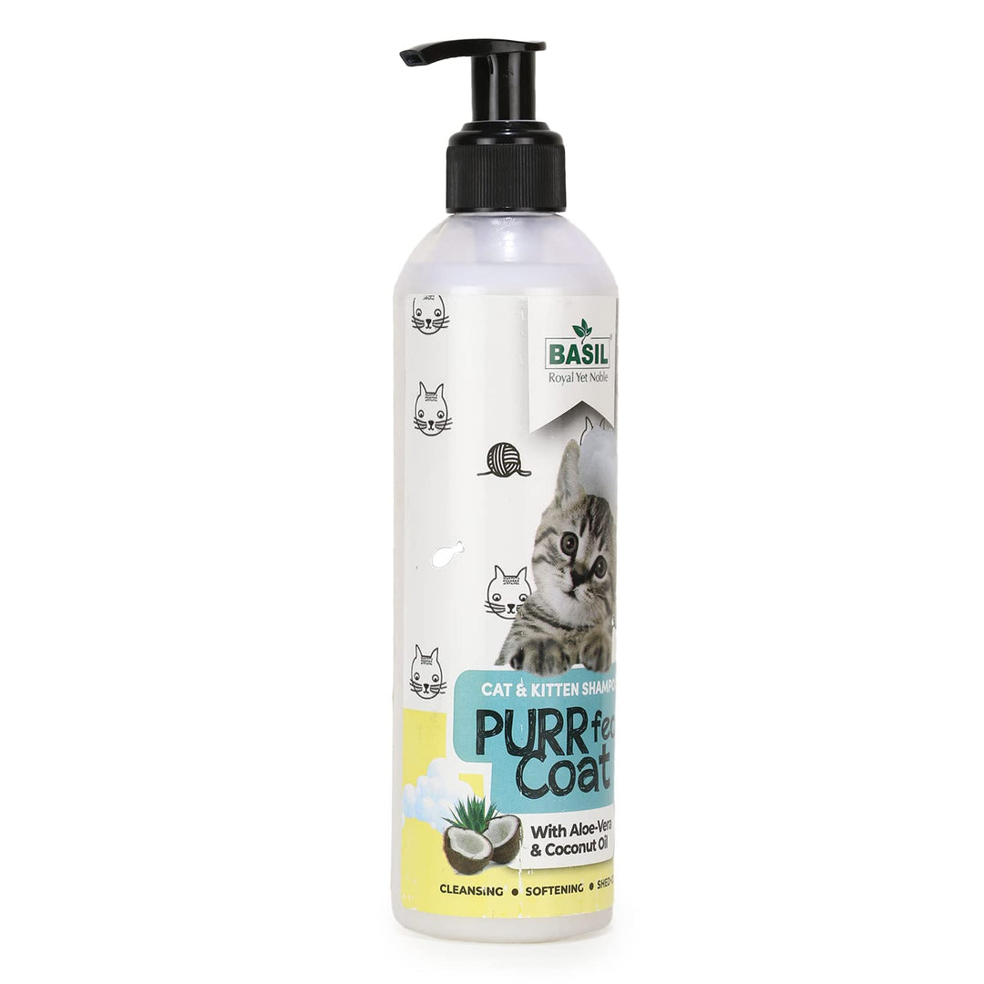 Basil Purrfect Coat Cat & Kitten Shampoo 300ml – Gentle Cleanser for Soft, Shiny & Healthy Fur