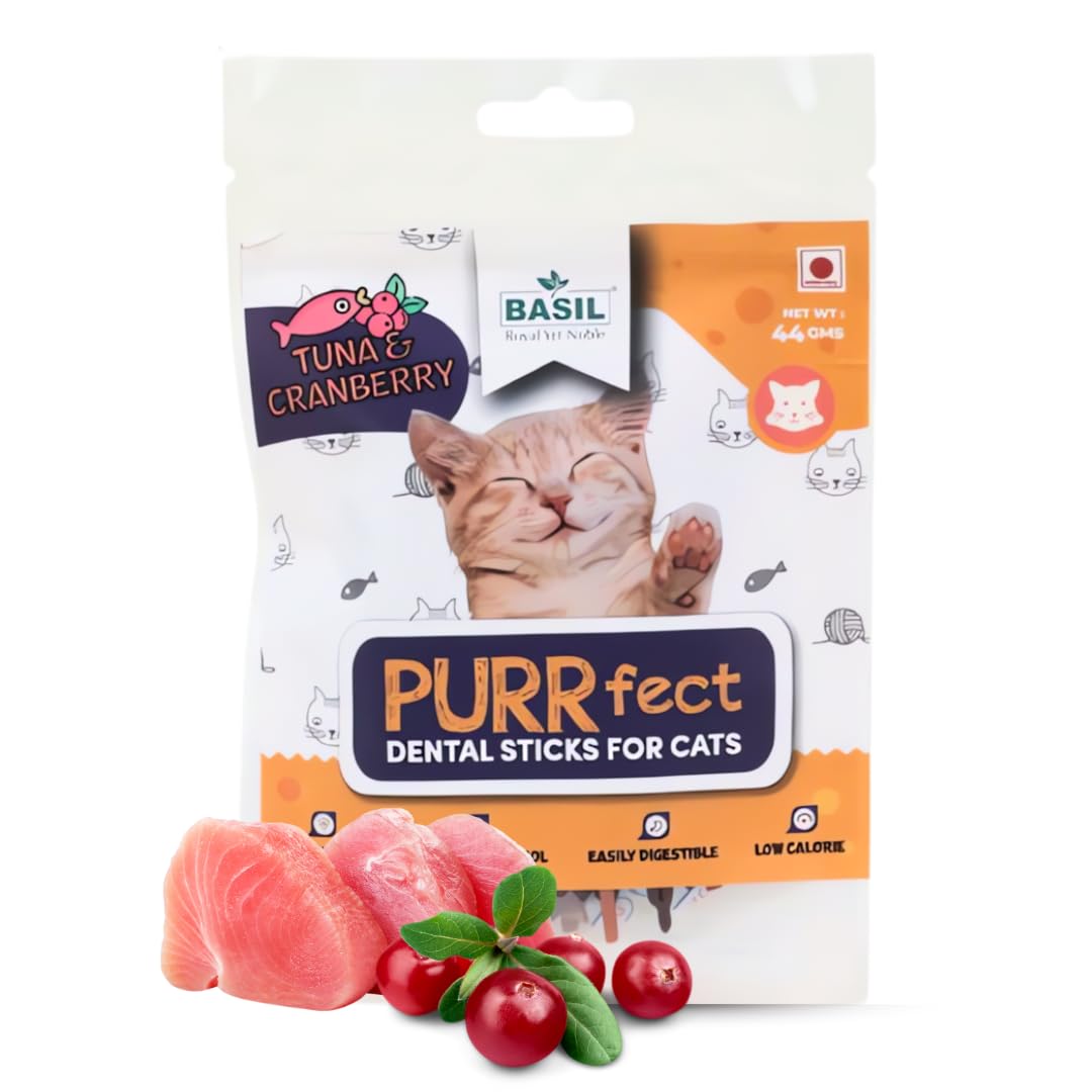 Basil Purrfect Dental Sticks for Cats – Tuna & Cranberry (44g)
