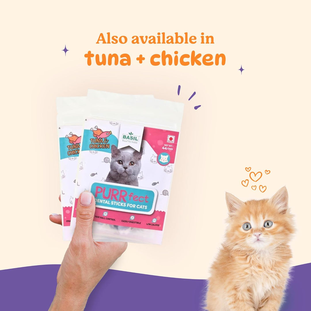Basil Purrfect Dental Sticks for Cats – Tuna & Cranberry (44g)