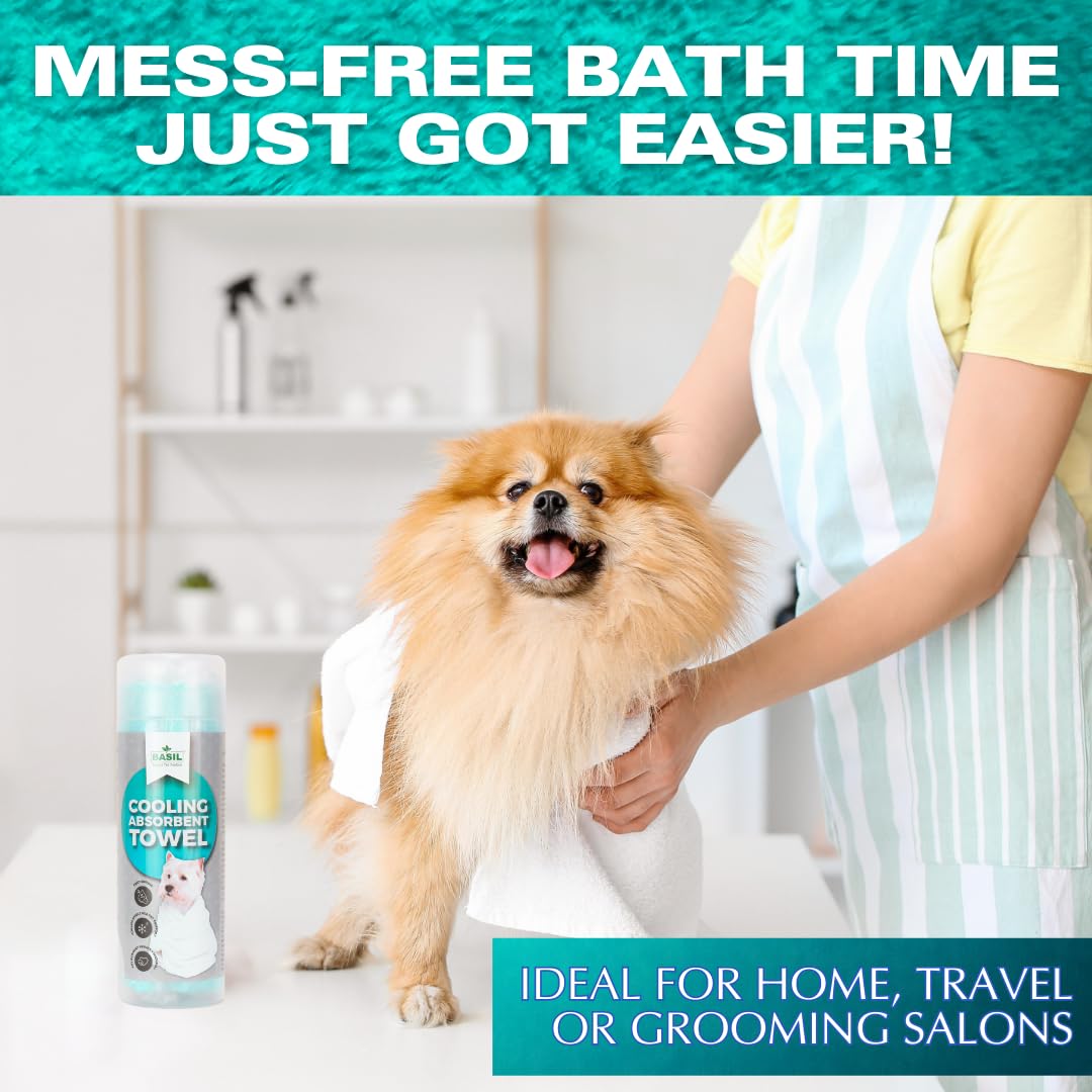 Basil Absorbent Pet Towel 66 x 43 cm – Quick Dry, Soft Microfiber Bath Towel for Dogs & Cats