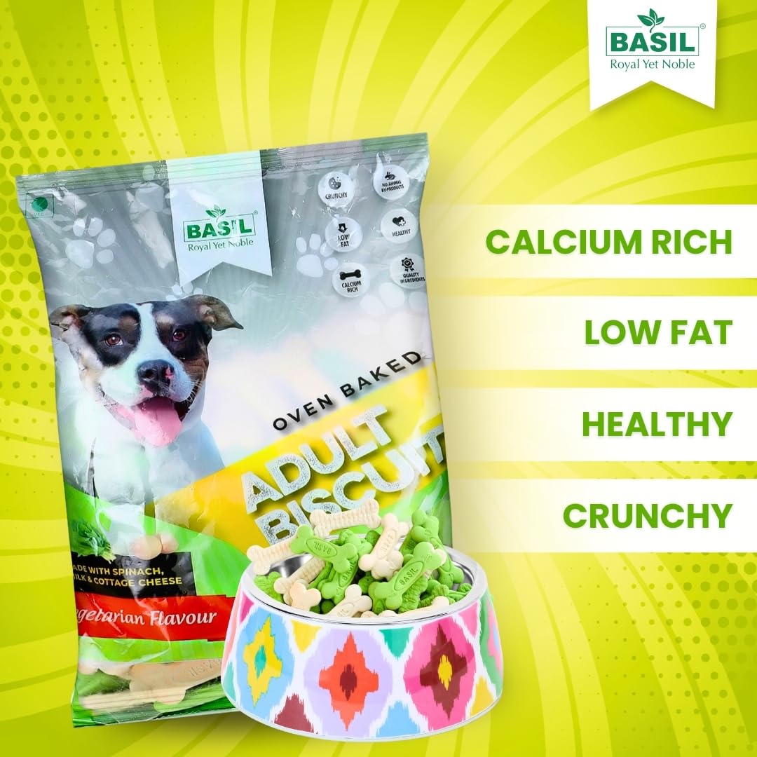 Basil Vegetarian Dog Biscuit – 900gm | Healthy & Nutritious Dog Treats