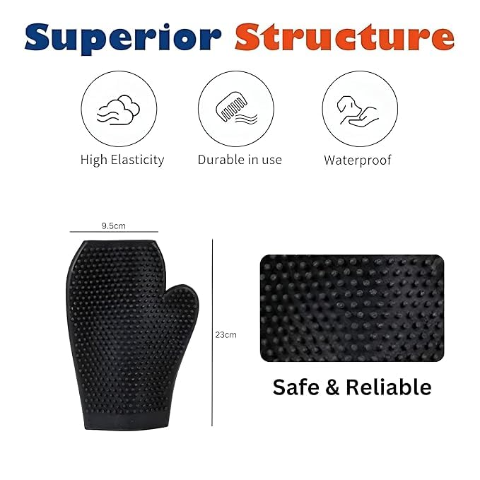 SmartyPet Rubber Pet Bathing & Grooming Glove – Black