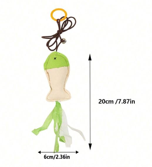 SmartyPet Canvas Fish Cat Toy with Crinkle Ribbons, Crisp Bell & Elastic Teaser String